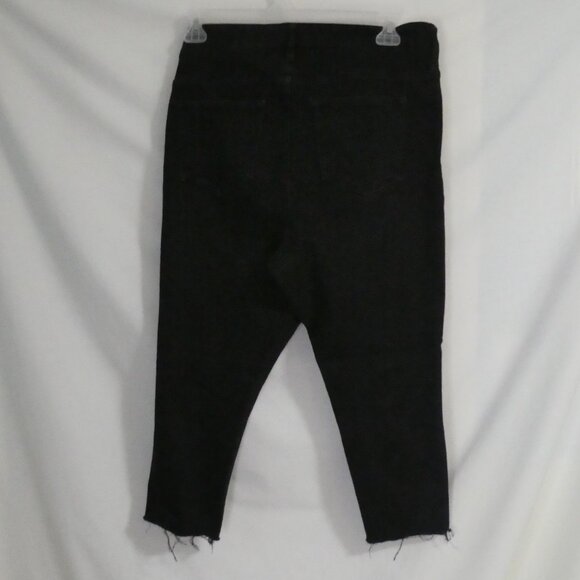 JOE FRESH + | size 16 | Classic Slim | Black Distressed Bermuda Denim Jeans - Picture 2 of 16